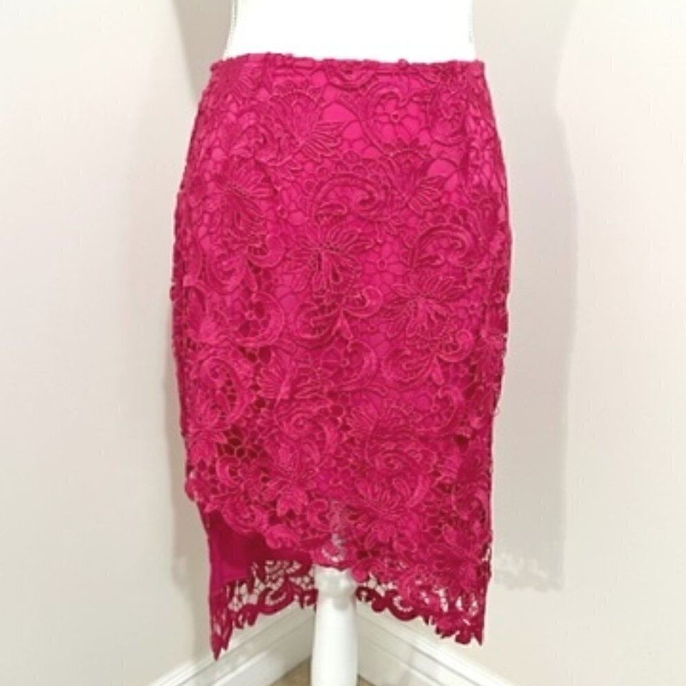 Guess Pink Lace Asymmetrical Pencil Skirt